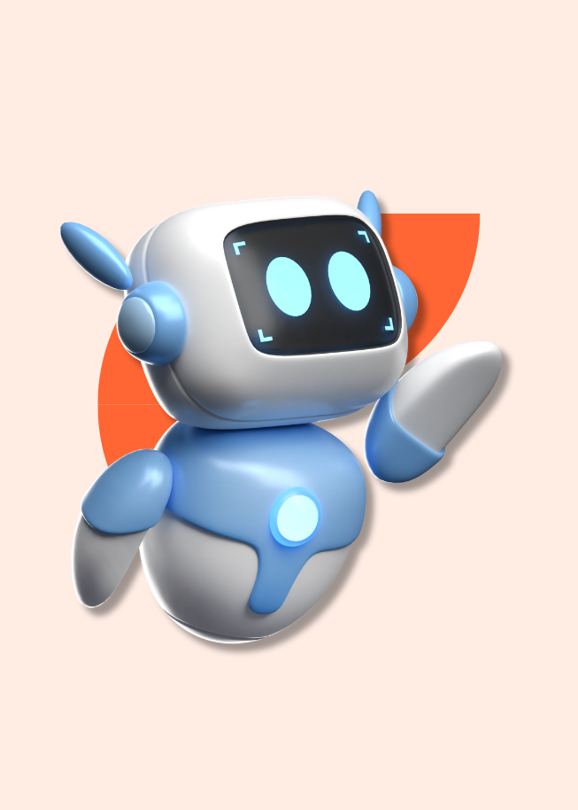 Ilustración 3D de un robot de inteligencia artificial saludando
